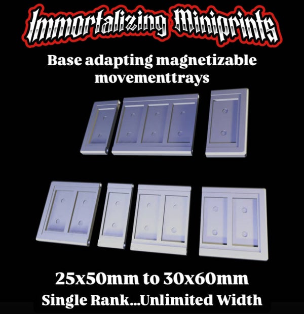Base Adapting Movement Tray 25x50mm to 30x60mm - 1 Rank Deep - Left 2 Models Wide