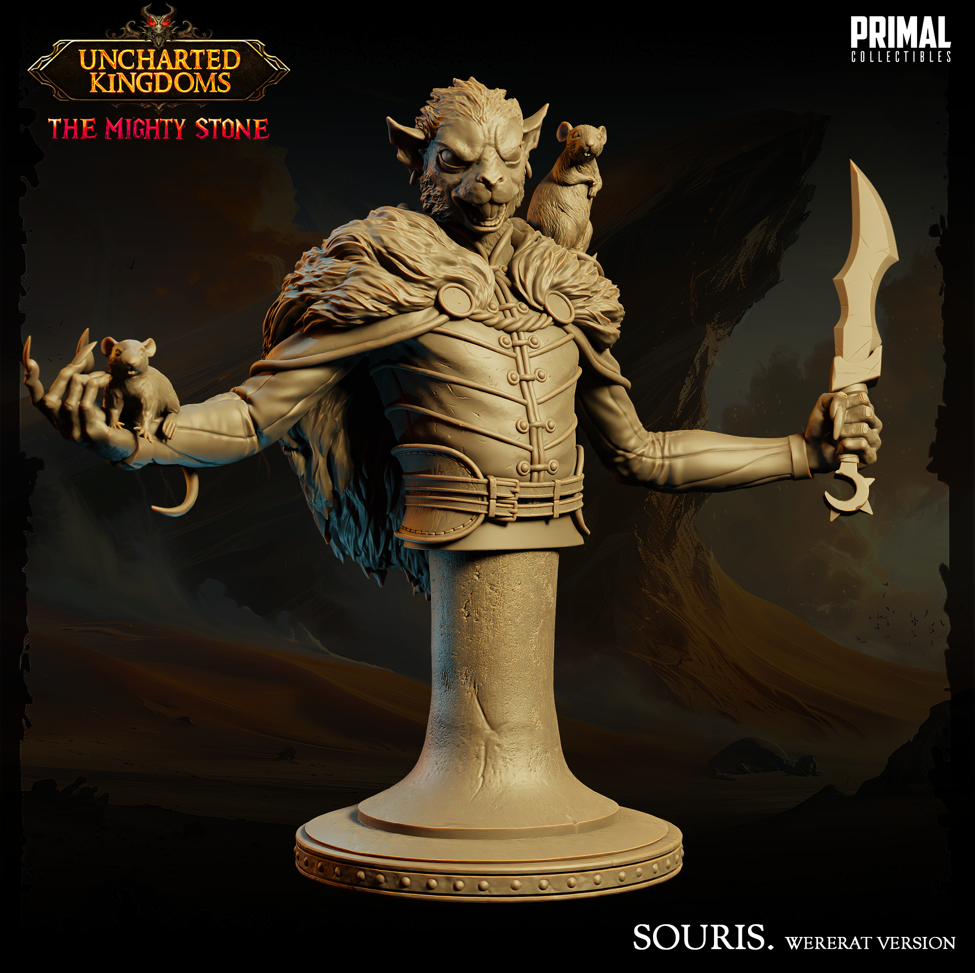 The Mighty Stone - Ratmen Souris, Wererat Bust- by Primal Collectibles