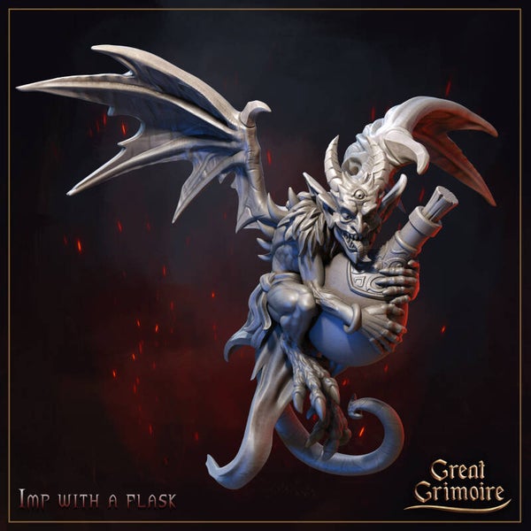 Burning Chaos - Imp with Flask - 32mm - by Great Grimoire