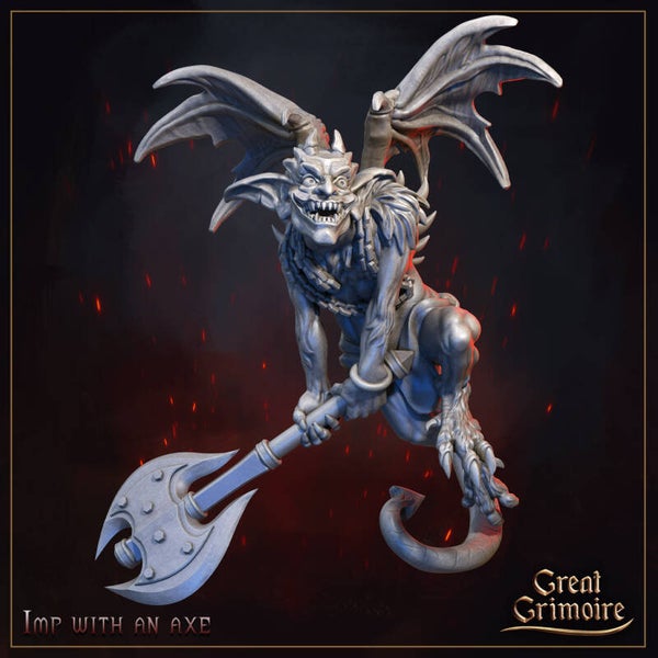 Burning Chaos - Imp with Axe - 32mm - by Great Grimoire