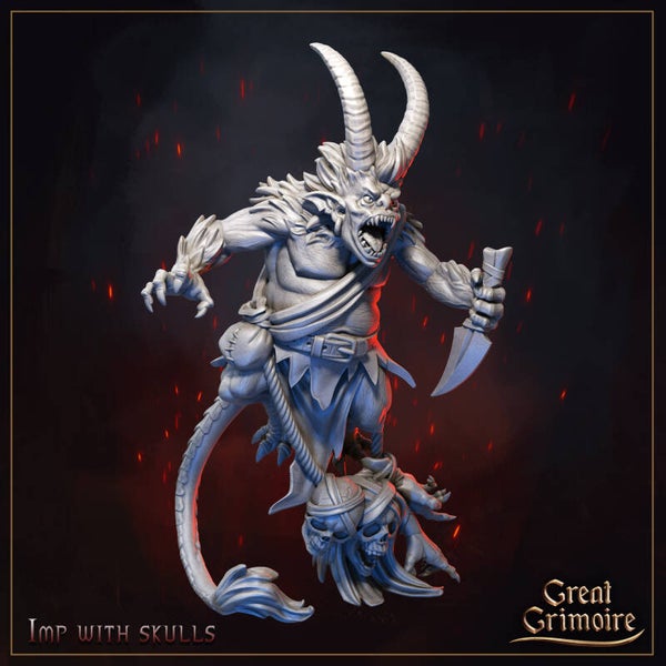 Burning Chaos - Imp with Skulls - 32mm - by Great Grimoire