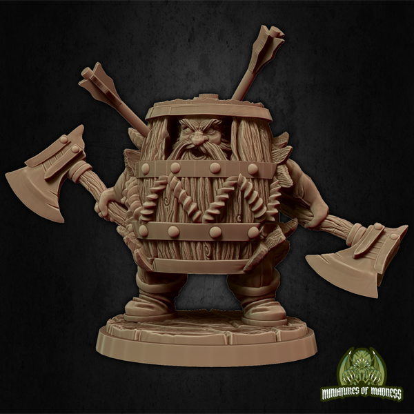 Hold My Dwarf - Klaus the Barrel - 32mm - by Miniatures of Madness