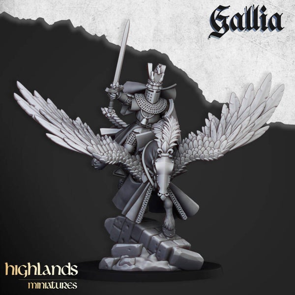Gallia - Knights on Pegasus Command 3x - By Highlands Miniatures