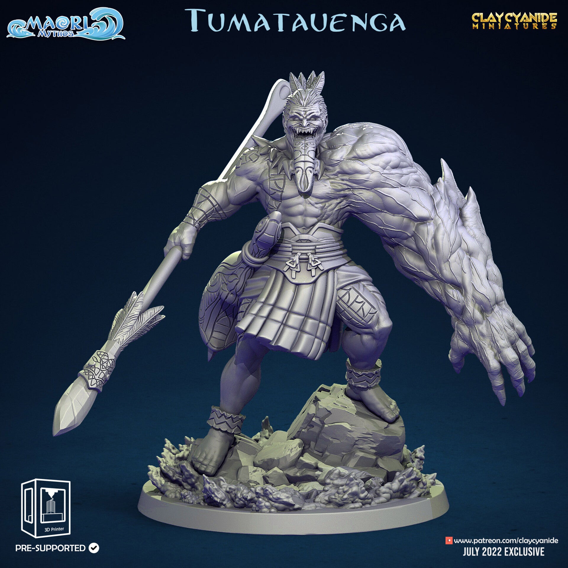 Maori Mythos "Tamatuenga" - Scale 32mm Large - by Clay Cyanide