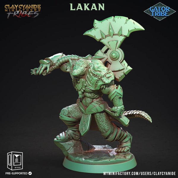 Gator Tribe - Lakan - 32mm model - by Clay Cyanide