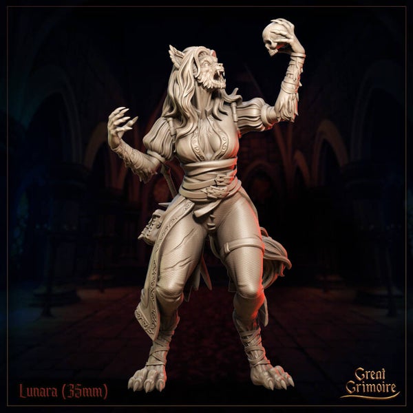 Shadows on the Blood Moon - Lunara Werewolf - 32mm - by Great Grimoire