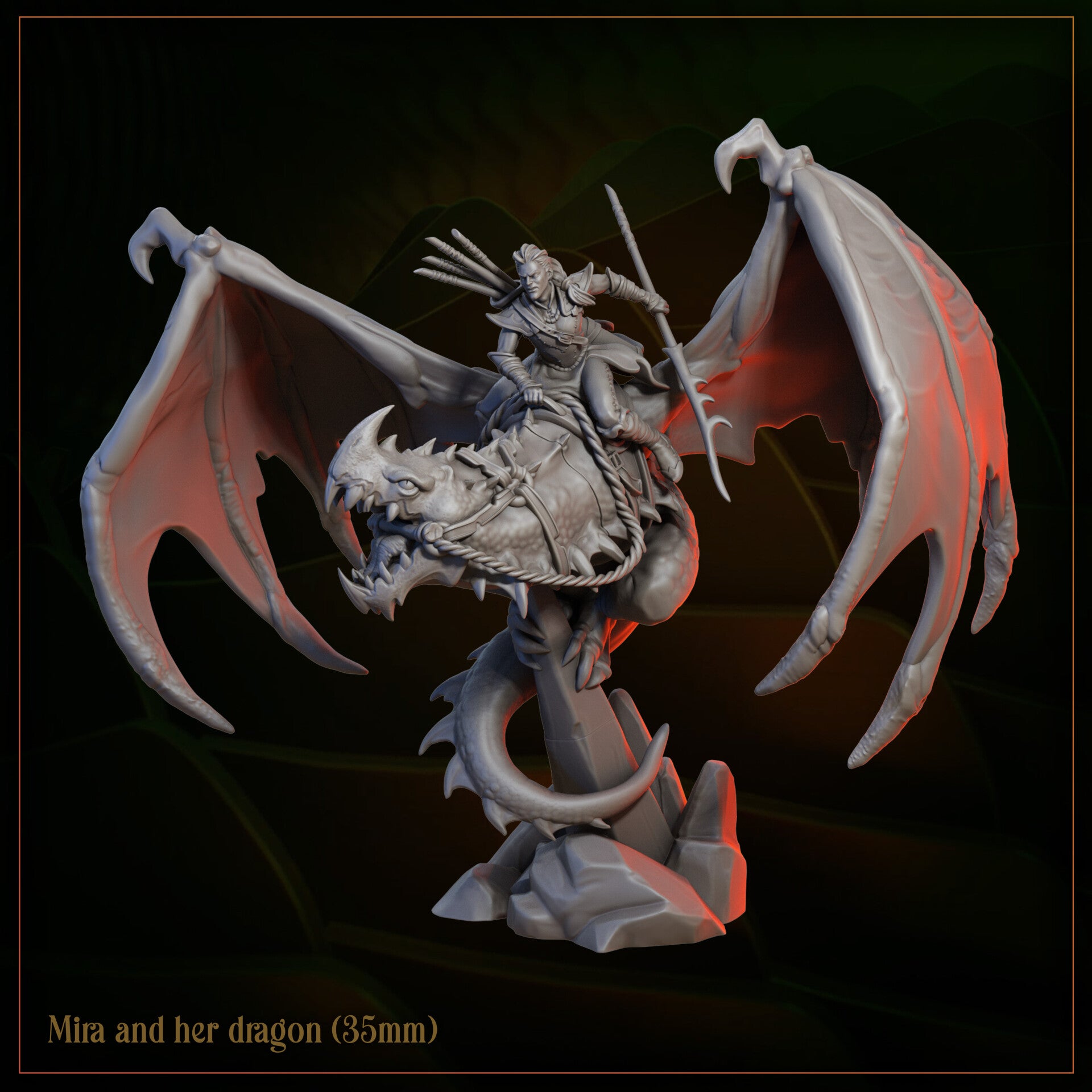 Wing Forge - Mira and his Dragon - 32mm - by Great Grimoire