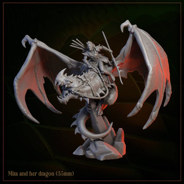 Wing Forge - Mira and his Dragon - 32mm - by Great Grimoire