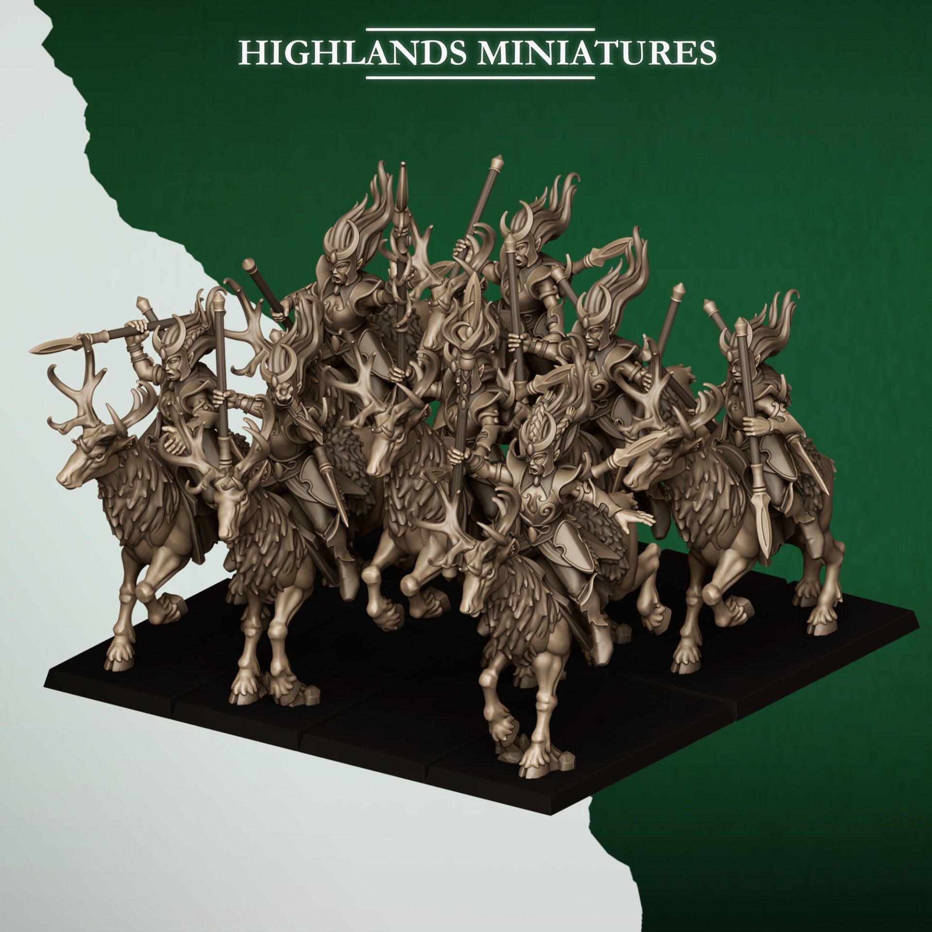 Feral Elves - 5x Moonlight Sisters with Command group - By Highlands Miniatures