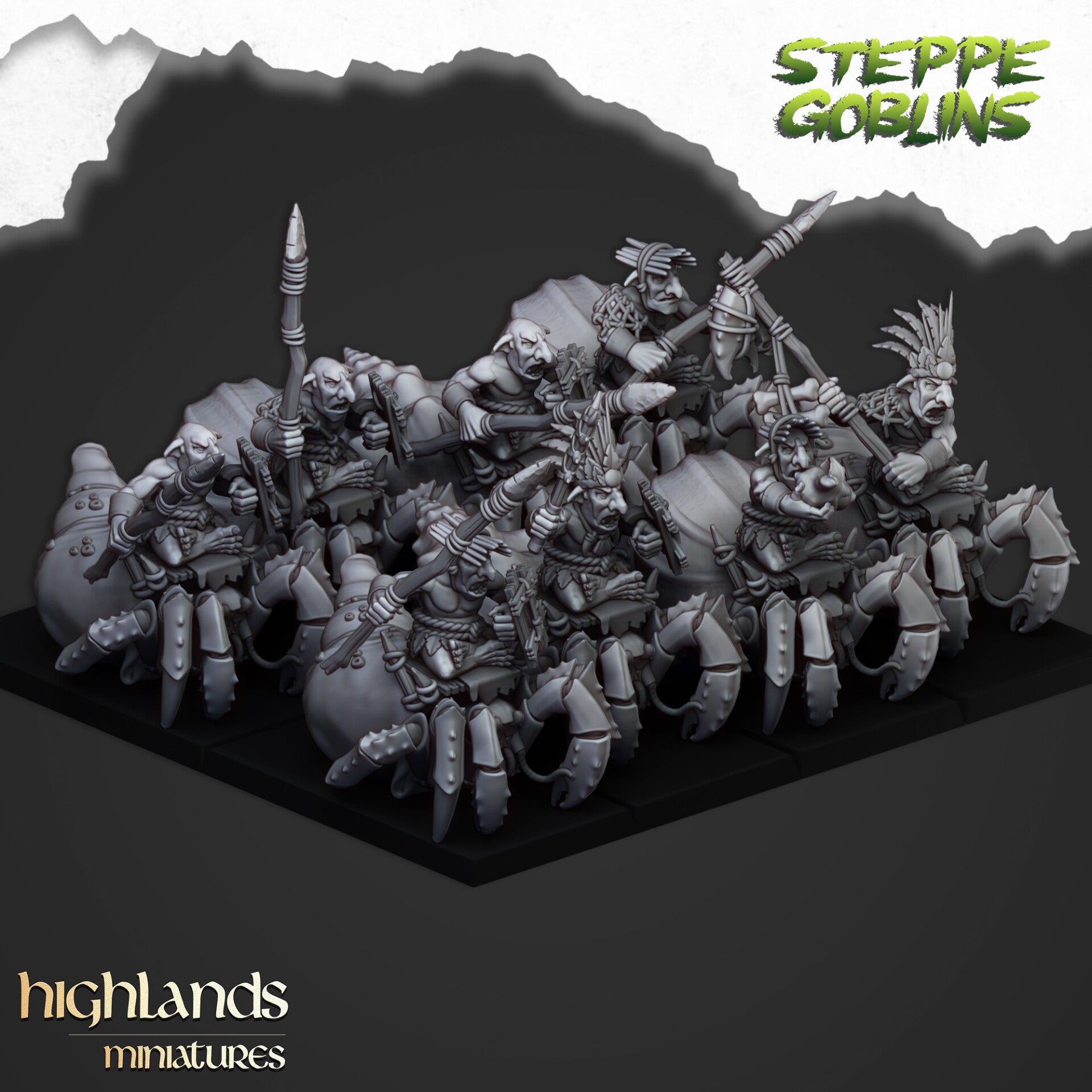 Steppe Goblins - Mounted Coast Goblins Full Regiment 10x - By Highlands Miniatures