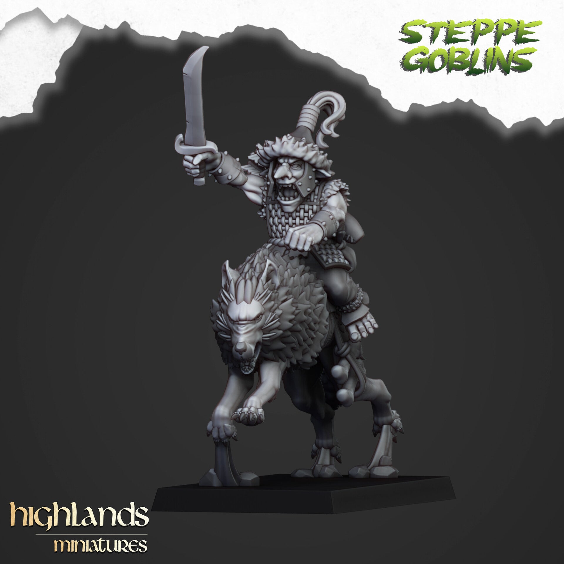 Steppe Goblins - Mounted Steppe Goblins with Hand Weapons Full Regiment 10x - By Highlands Miniatures