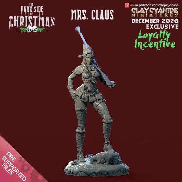 Dark Christmas - Miss Claus - ca 255mm tall - by Clay Cyanide
