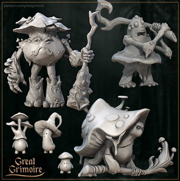Bane of the Shrouded Woods - Mushrooms set (small mini's) - 32mm - by Great Grimoire