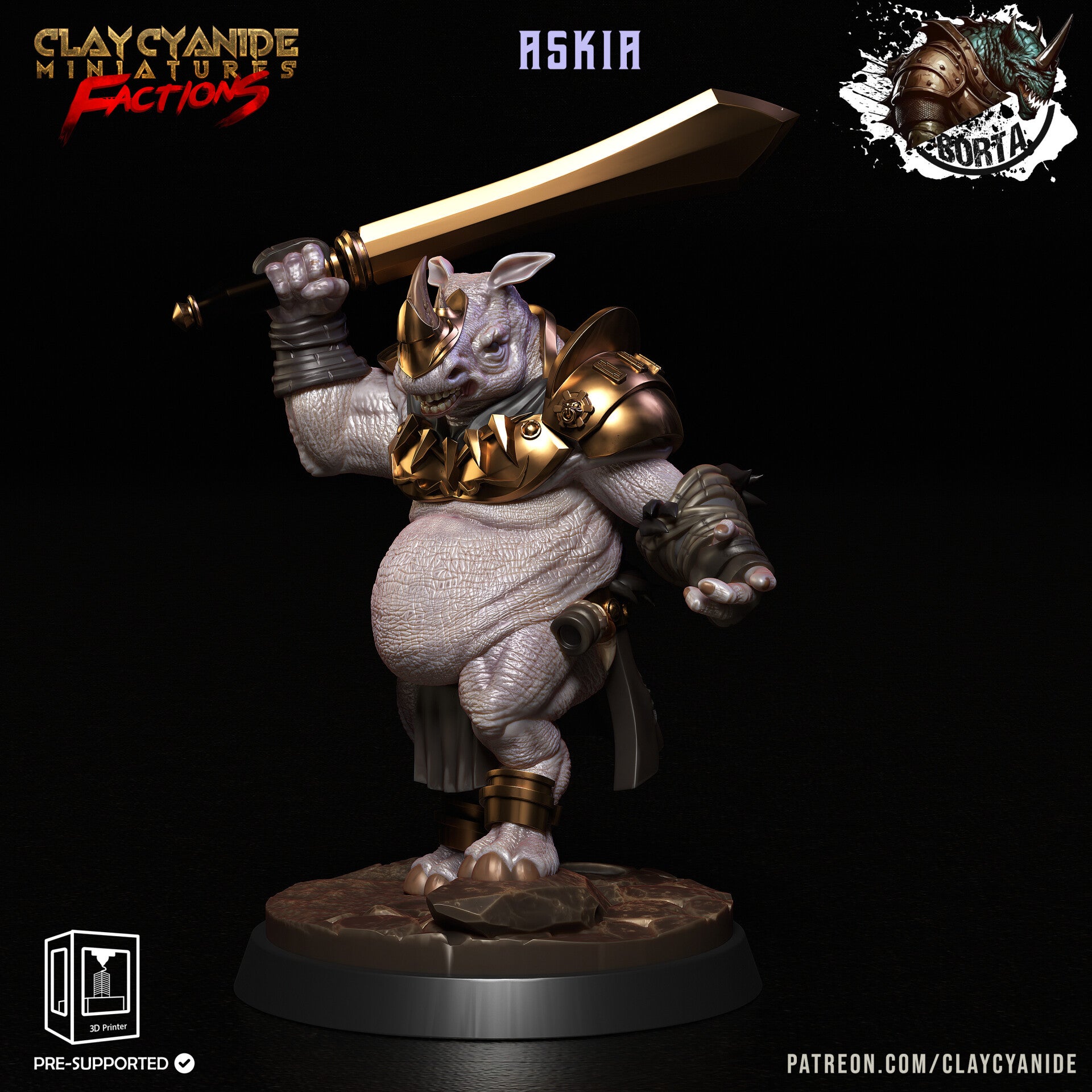 Battle Bortas - Askia - 32mm model - by Clay Cyanide