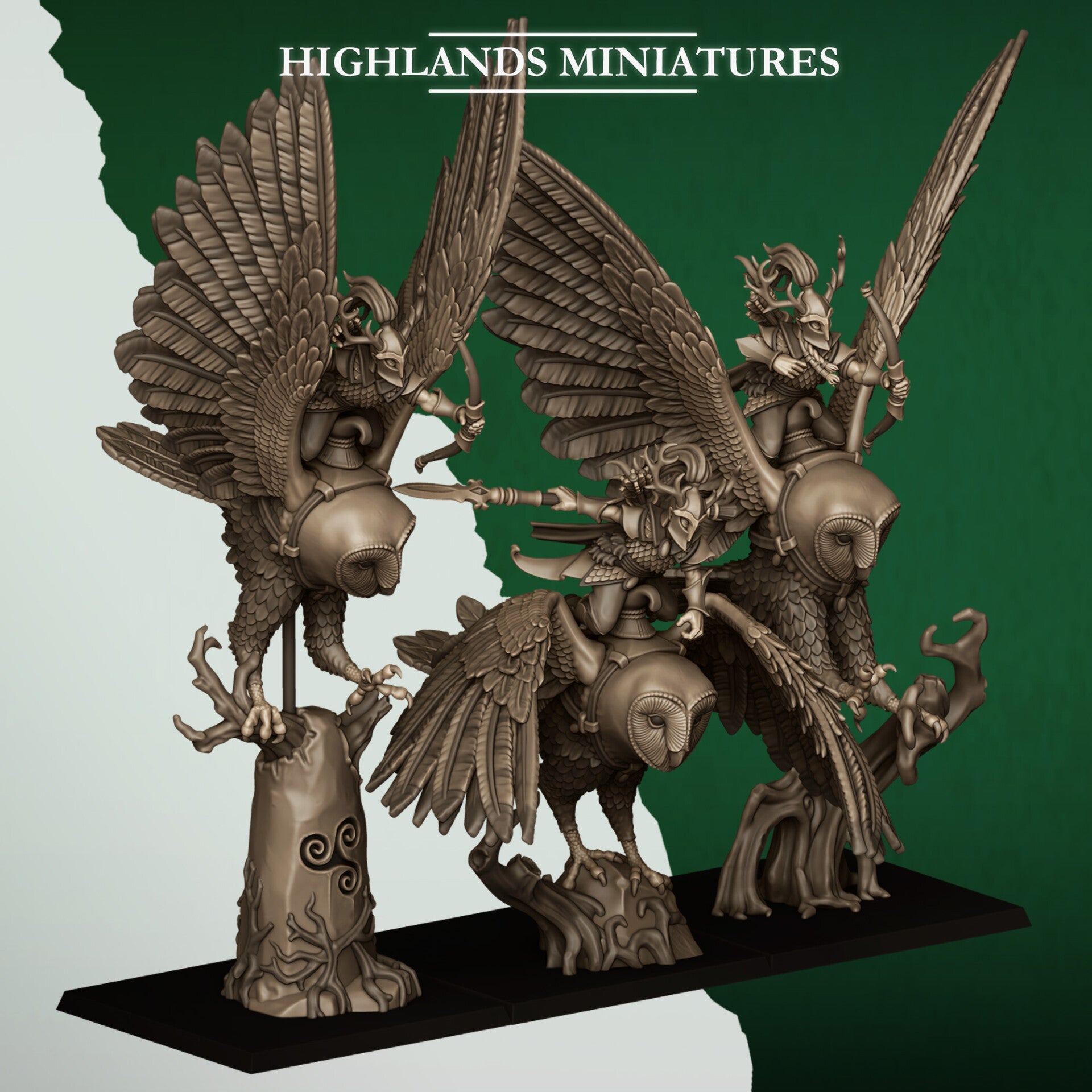 Feral Elves - Great Owl Riders Unit (3x) - By Highlands Miniatures