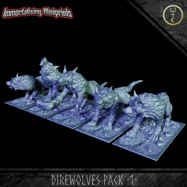 Direwolf Pack 1 - 5x 32mm Medium - by Immortalizing Miniprints