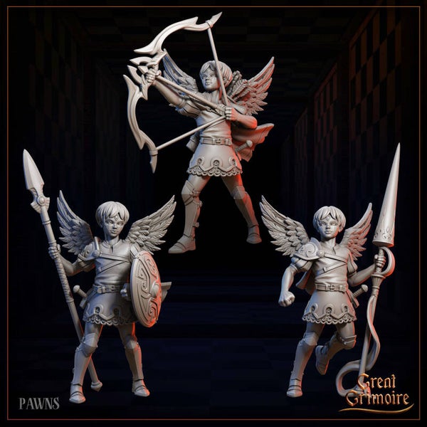 Luminous Legion - Pawns 3x ( White Pawns) - 32mm - by Great Grimoire