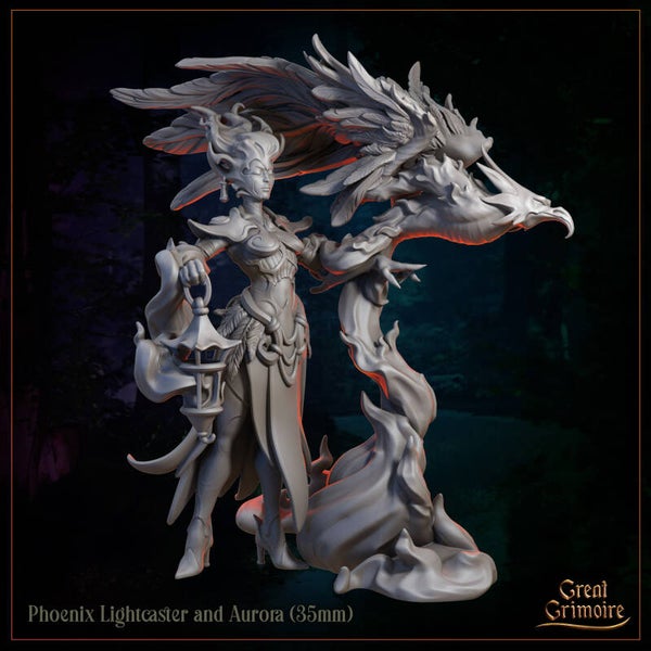 Arcane Beastmasters - Aurora with Phoenix Lightcaster - 32mm - by Great Grimoire