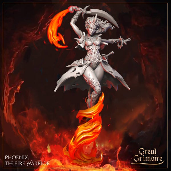 Elemental Awakening - Phoenix, the Fire Warrior - 32mm - by Great Grimoire