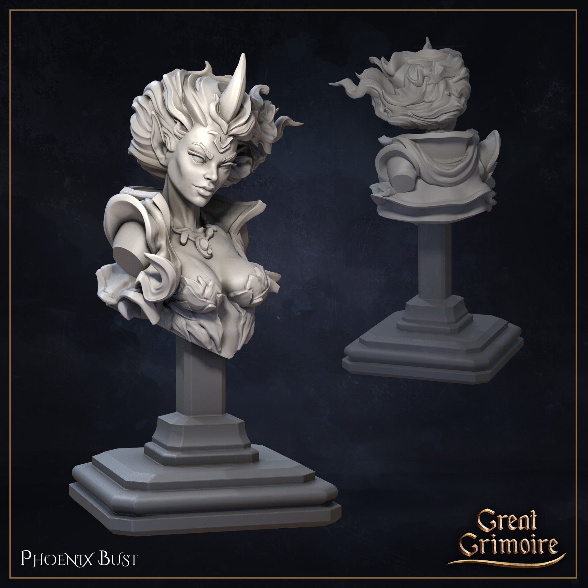 Elemental Awakening - Phoenix, the Fire Warrior - Bust - by Great Grimoire