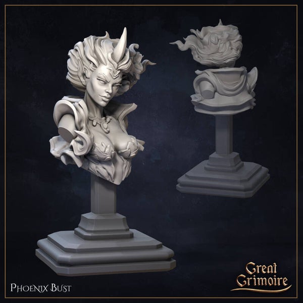 Elemental Awakening - Phoenix, the Fire Warrior - Bust - by Great Grimoire