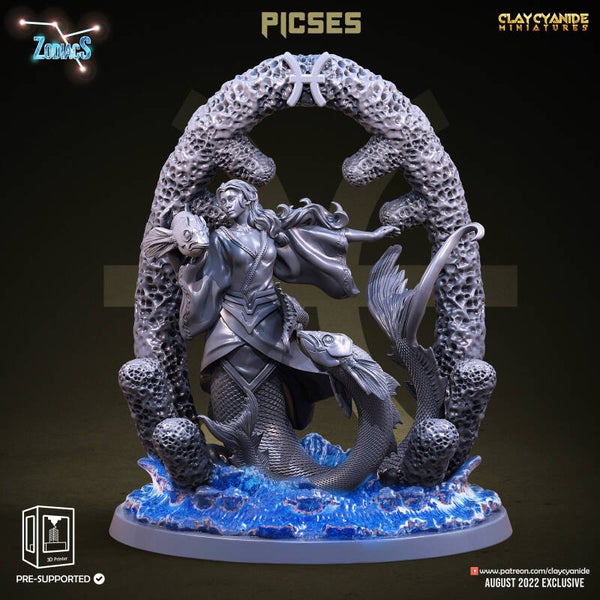 Zodiacs - Pisces - height 72mm (100%) - by Clay Cyanide