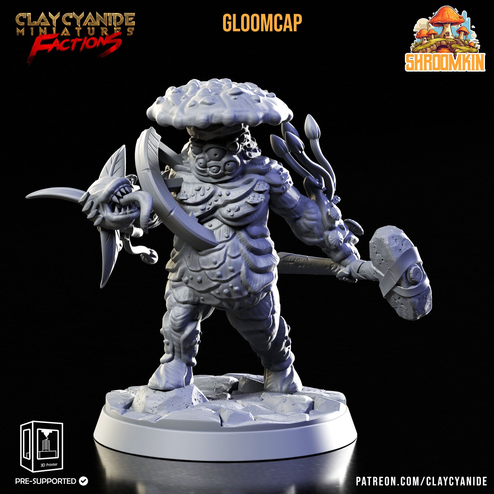 Shroomkin - Gloomcap - 32mm model - by Clay Cyanide