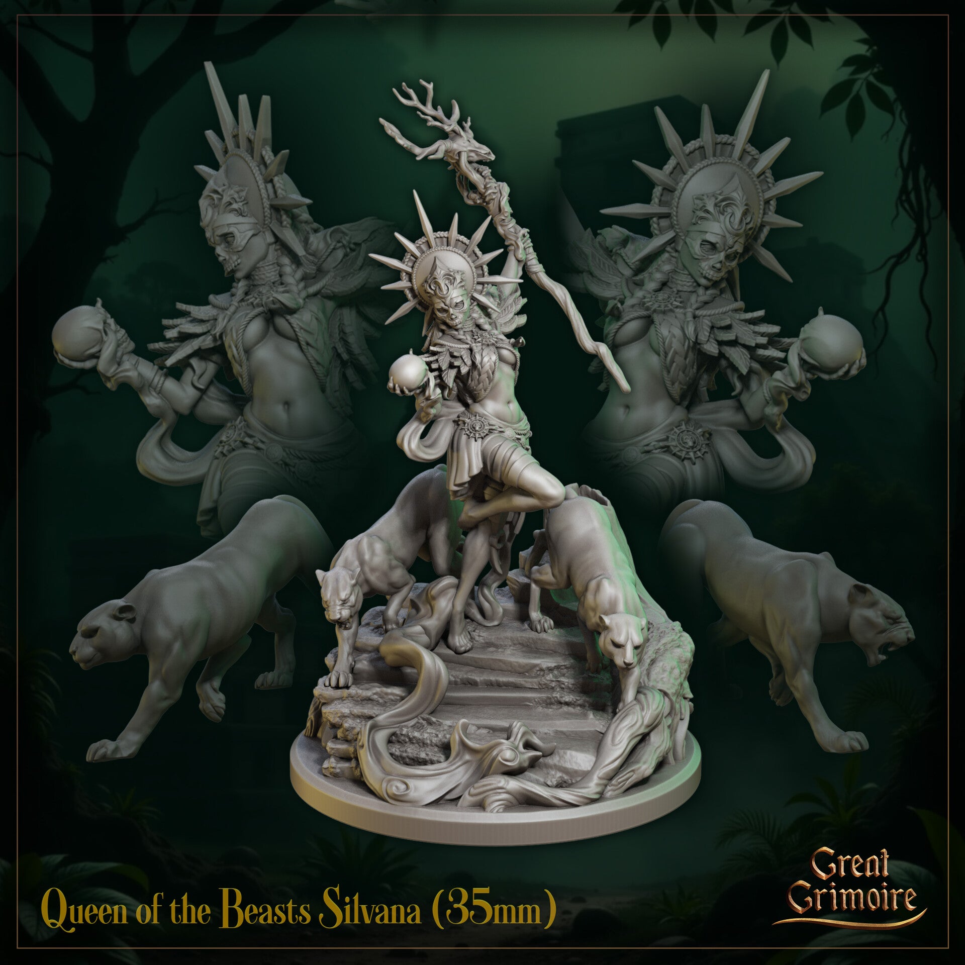 Last Roar of the Beast - Queen of the Beasts Silvana - 32mm - by Great Grimoire