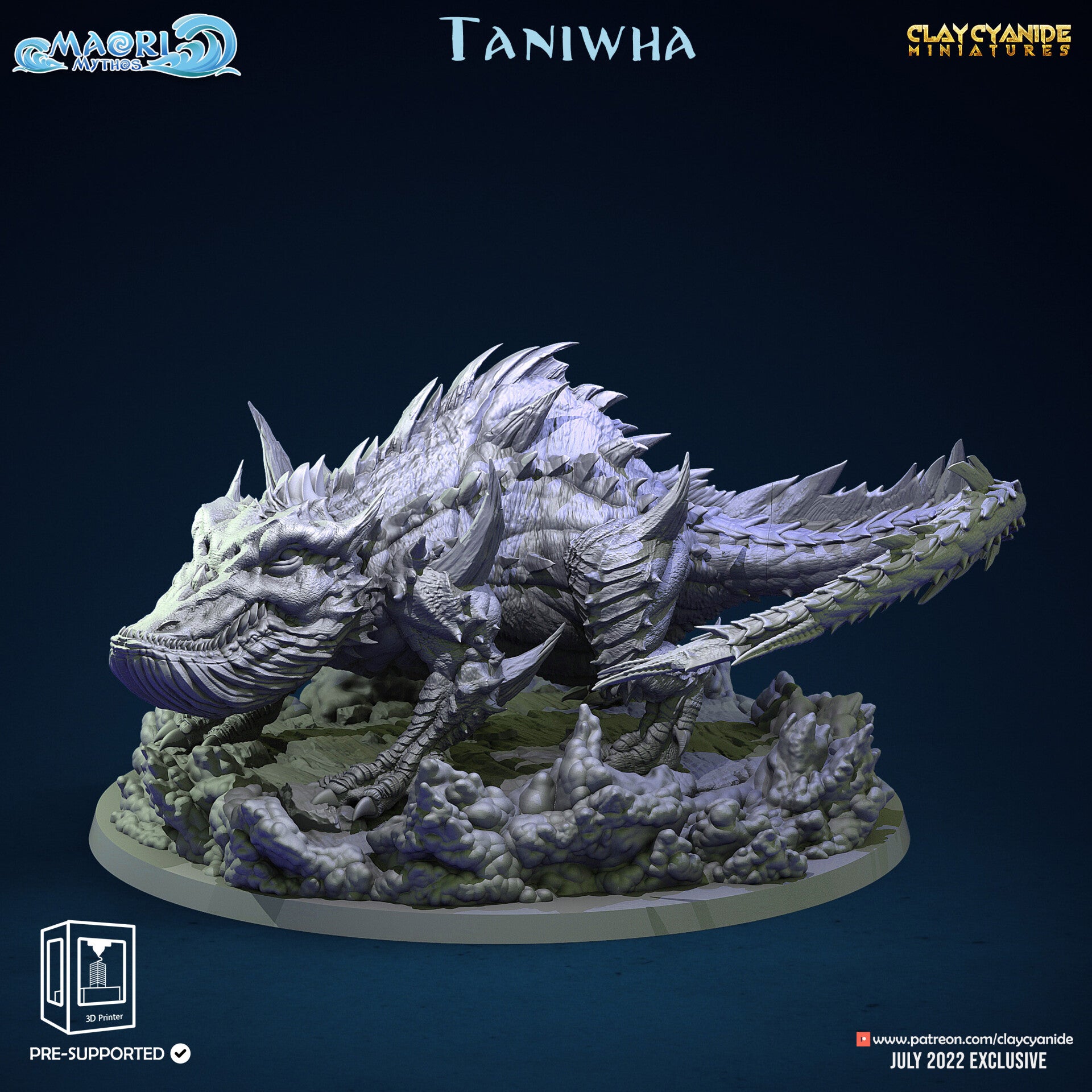 Maori Mythos "Taniwha" - Scale 32mm Huge - by Clay Cyanide