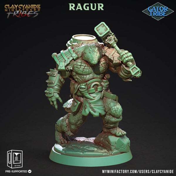 Gator Tribe - Ragur - 32mm model - by Clay Cyanide