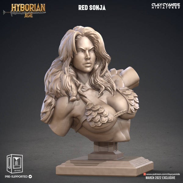 Hyborean Age - Red Sonja - Bust - by Clay Cyanide