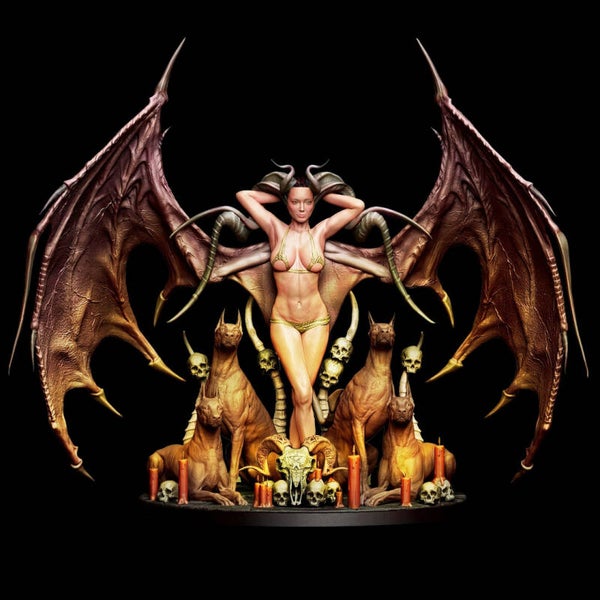 Lilith by Printomancer - 75mm - including 4 dobermans