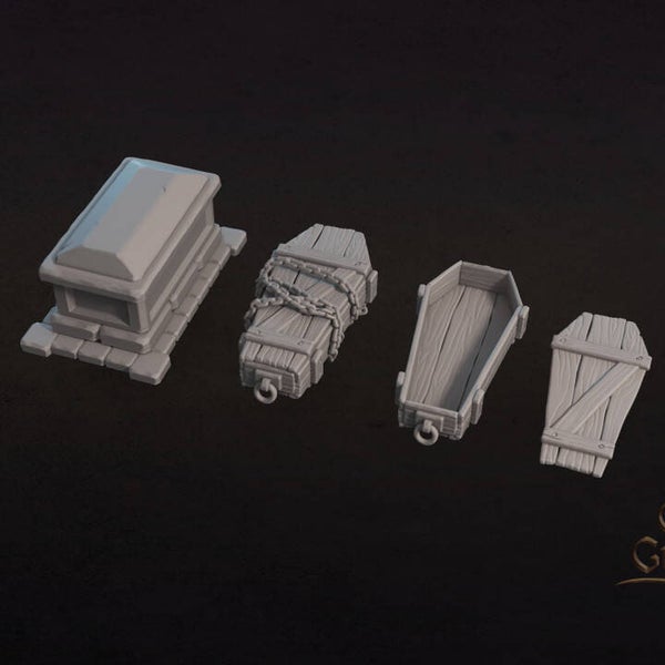 Coffins set - 32mm Scenery - by Great Grimoire
