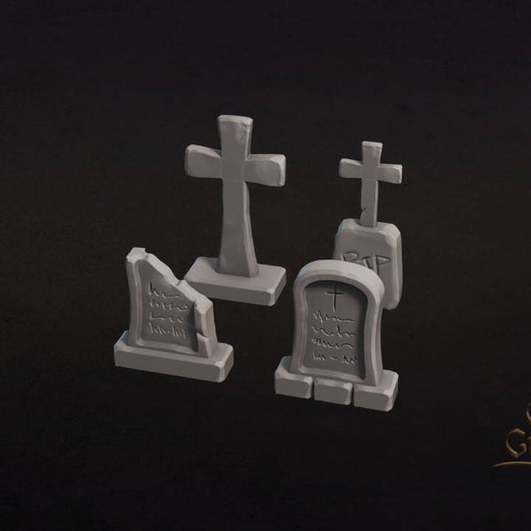 Tombstones set - 32mm Scenery - by Great Grimoire