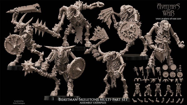 Beastmen Skeletons 5x Multipart kit - By Avatars of War