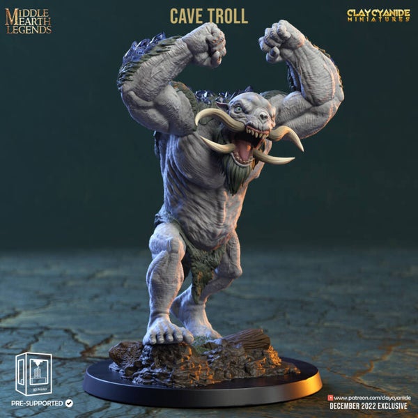 Middle Earth Legends - Cave Troll 1 - 32mm Giant - by Clay Cyanide