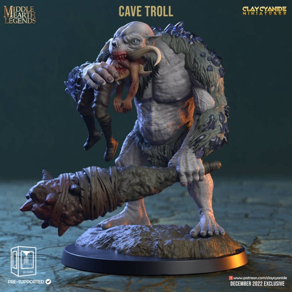 Middle Earth Legends - Cave Troll 3 - 32mm Giant - by Clay Cyanide
