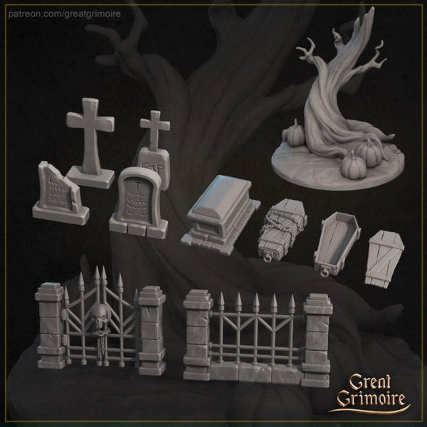 Cemetery Pack - 32mm Scenery - by Great Grimoire