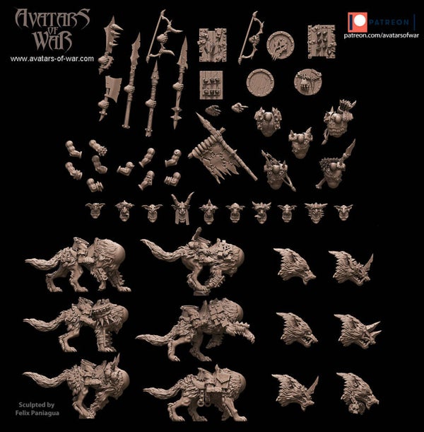 Goblin Wolfriders 5x Multipart kit - By Avatars of War