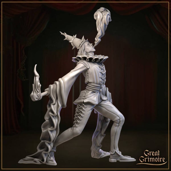 Behind the Crimson Curtain - Harlequins Breathing Fire - 75mm - by Great Grimoire