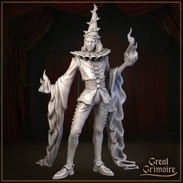 Behind the Crimson Curtain - Harlequin with Fireball - 75mm - by Great Grimoire