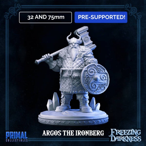 Freezing Darkness - Dwarf Argos Ironberg - 32mm/75mm - by Primal Collectibles