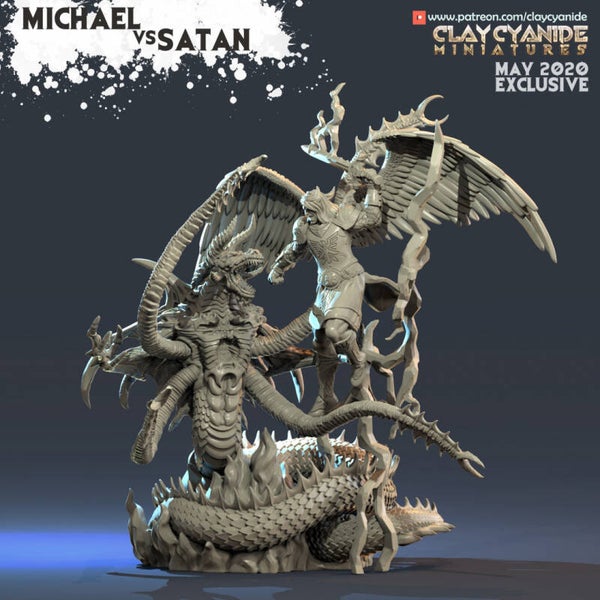Angels vs Demons - Satan vs Michael - 32mm - by Clay Cyanide