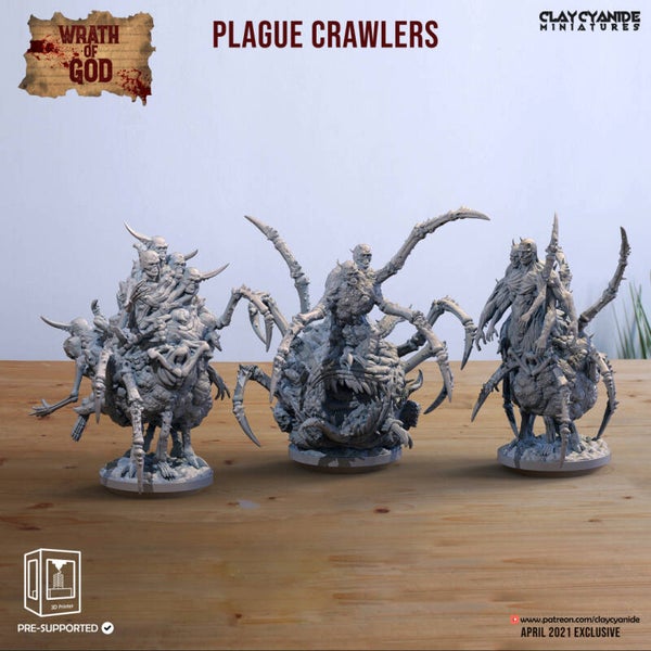 Wrath of God - Plague Crawlers 3x - 32mm large- by Clay Cyanide