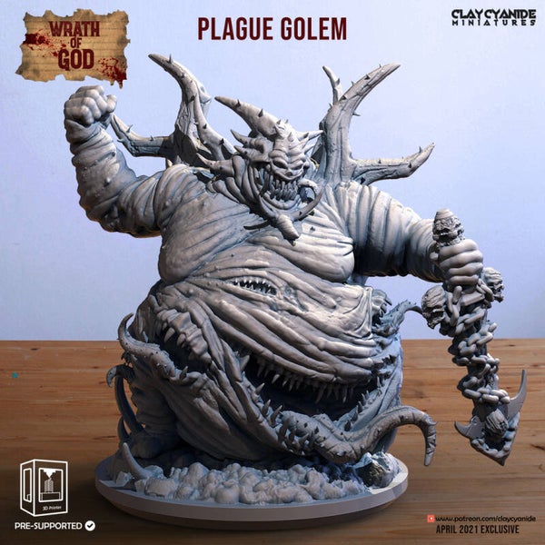 Wrath of God - Plague Golem- 32mm Huge - by Clay Cyanide