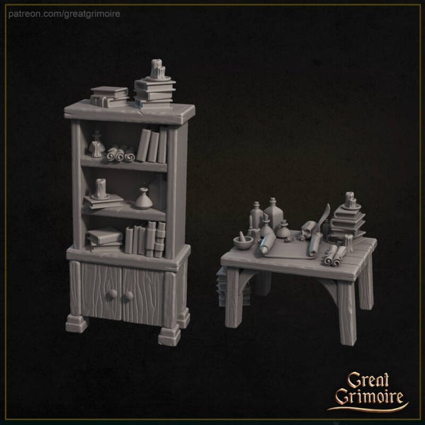 Table+shelf - 32mm Scenery- by Great Grimoire