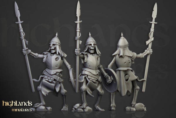 Transilvanya - Skeleton Warriors with Spears Command 3x - By Highlands Miniatures