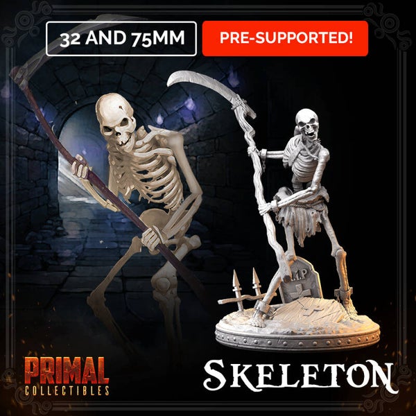 Dungeon Quest - Skeleton Scythe - 32mm/75mm - by Primal Collectibles