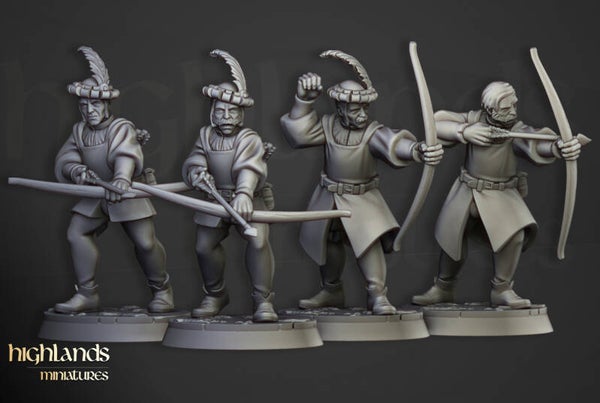 Sunland - Militia Bowmen 4x - By Highlands Miniatures