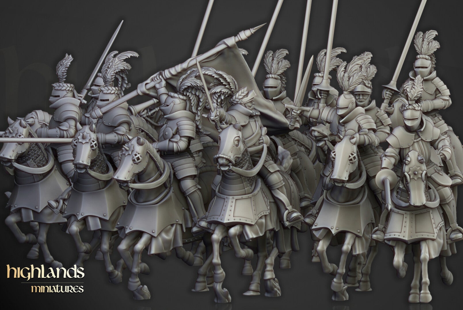 Sunland - Sunland Knights Command 3x - By Highlands Miniatures